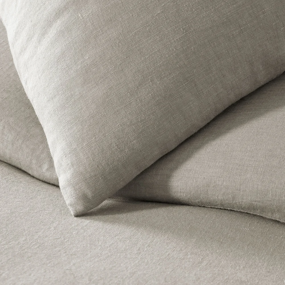West Elm | 100% Linen Light Gray Full/Queen Duvet Cover